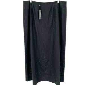 Talbots Petite women’s wool maxi embroidered holidays skirt